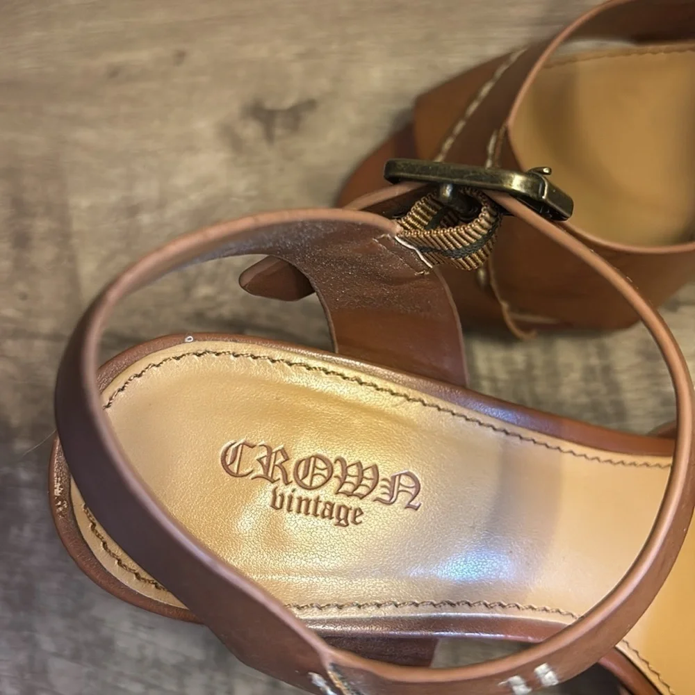 Crown Vintage Tan High Heel Sandals Size 6.5M